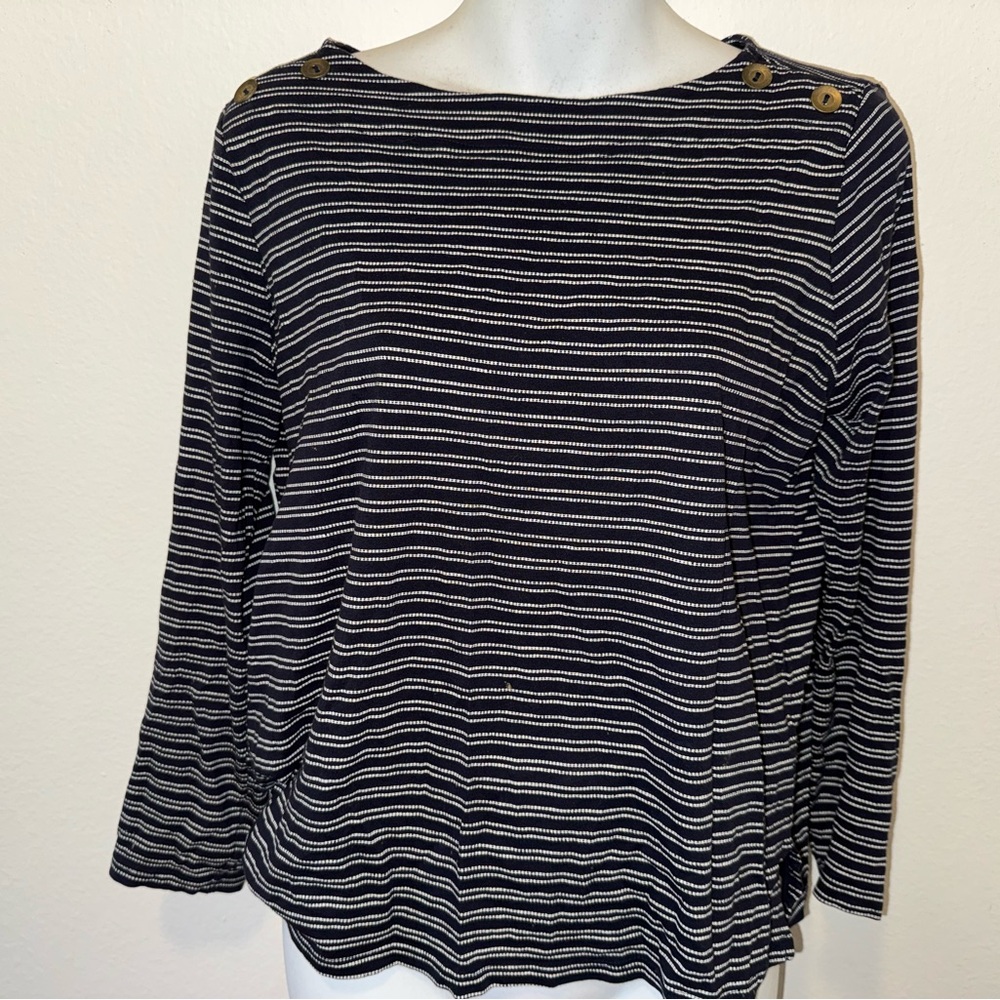 SFERRA Navy and White Striped Long Sleeve Top